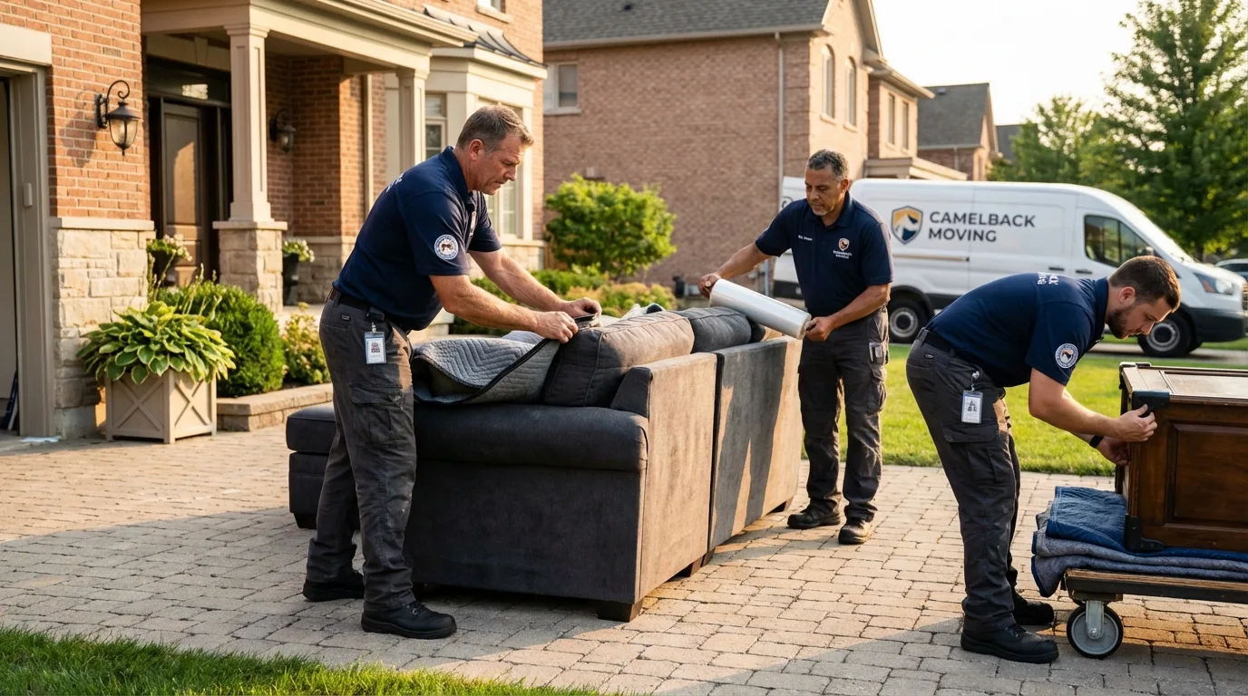 Large estate moving crew wrapping furniture in Highmore, SD